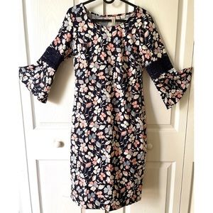 TACERA Floral bell sleeve midi dress